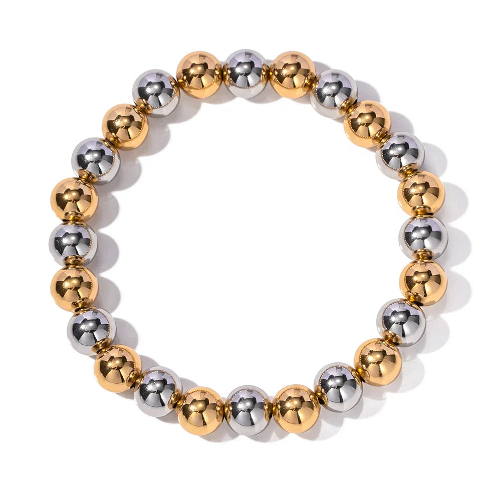 Two Tone Gold & Silver Beaded Bracelet