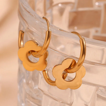 Dainty Floral Huggie Hoop Earrings