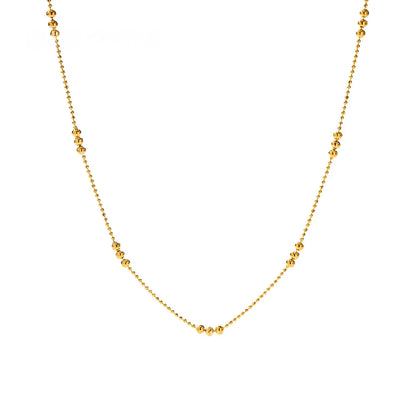 16k Dainty Triple Bead Accent Necklace