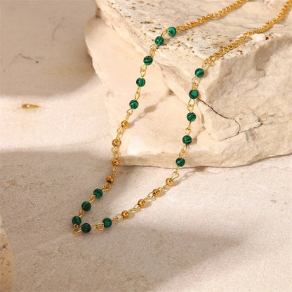 Dainty Gold & Malachite Stone Necklace