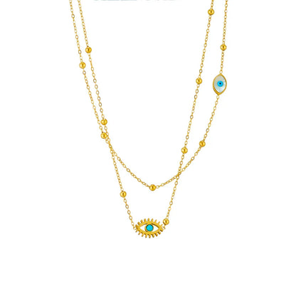 Dainty Satellite Chain Evil Eye Necklace Stack