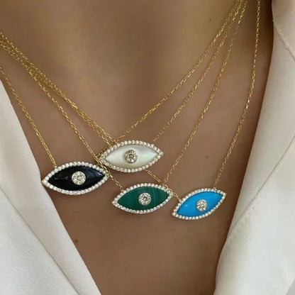 Dainty Evil Eye Diamond Accented Necklace