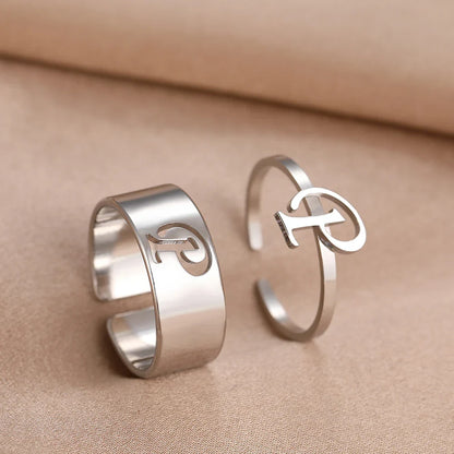 Adjustable Couples Matching Letter Rings