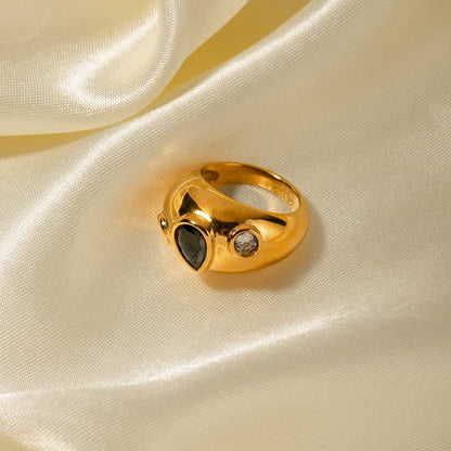 Chunky Black Teardrop Ring