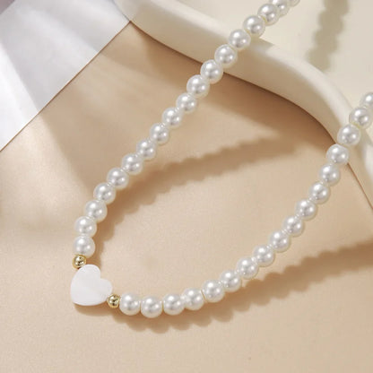 Classy Pearl Heart Choker Necklace