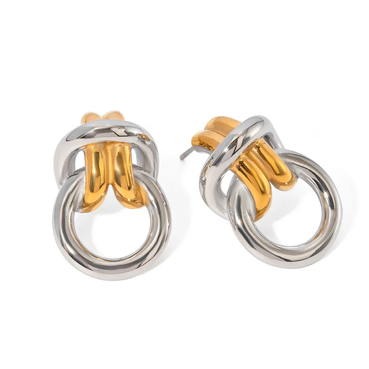 Two Tone Ring Knot Earrings