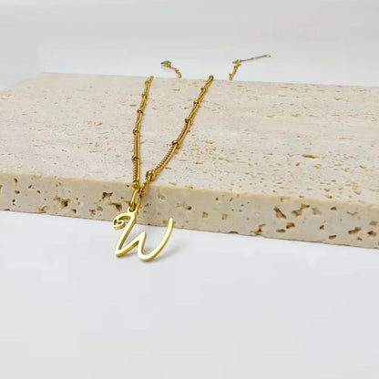 Dainty Satellite Chain Heart Letter Initial Necklace