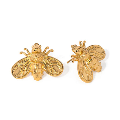 Dainty Gold Queen Bee Stud Earrings