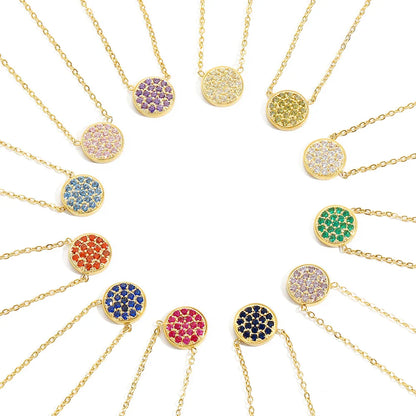 Dainty Diamond Speckled Birthstone Circle Necklace