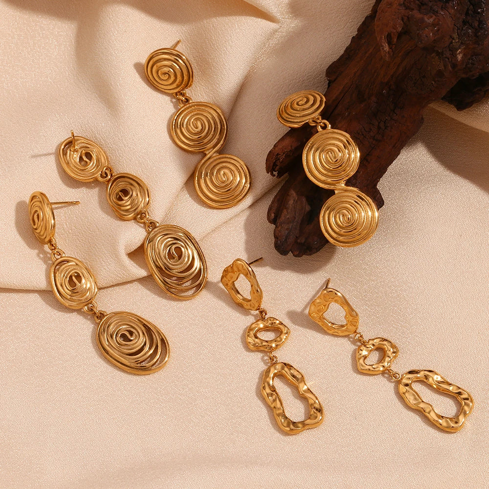 Classy Patterned Triple Dangle Earrings