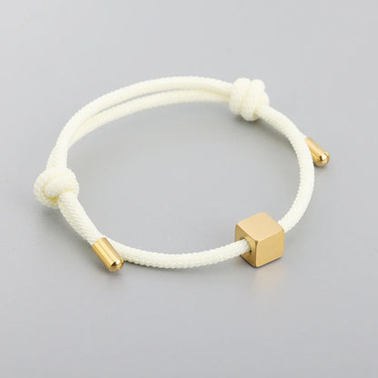 Adjustable Couples Box Letter Initial Bracelets