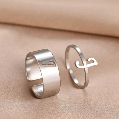Adjustable Couples Matching Letter Rings