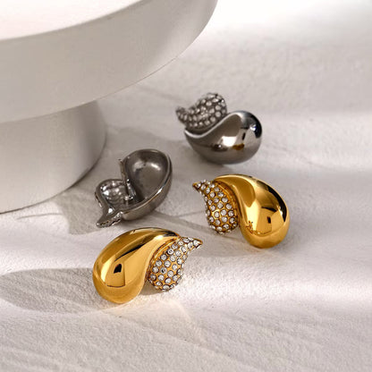 18k Diamond Accented Double Droplet Earrings