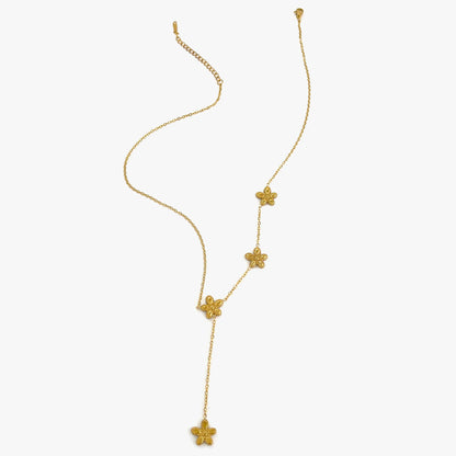 18k Feminine Floral Tassel Necklace