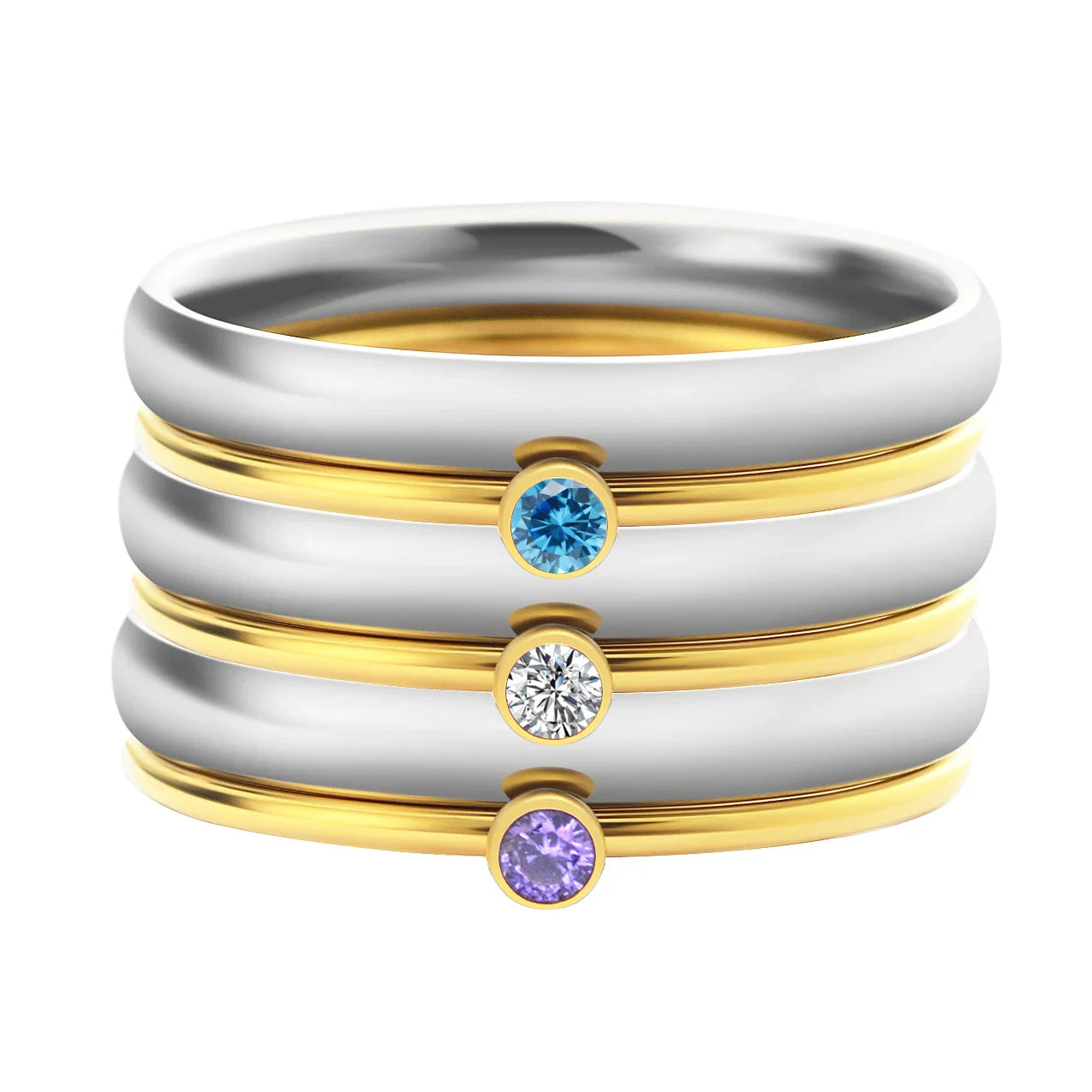 Personalized Name & Birthstone Stack Rings