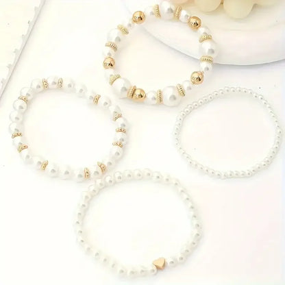 Bold Gold Accented Pearl Bracelet Stack