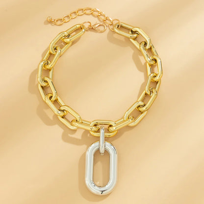 Chunky Two Tone Paperclip Bold Necklace