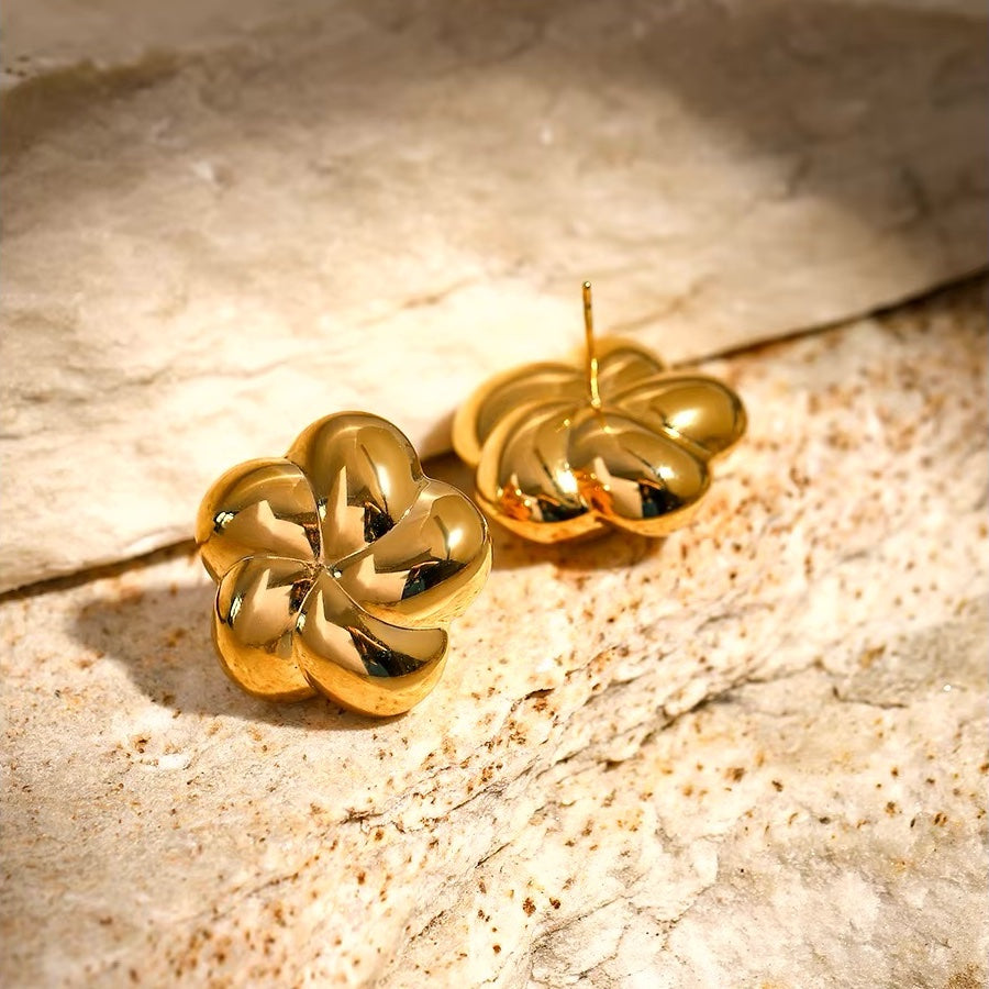 Spiral Bubble Floral Stud Earrings