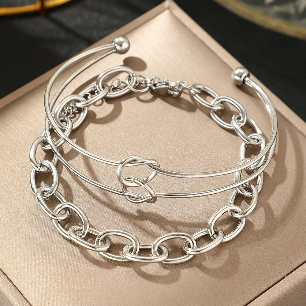 Dual Knot Paperclip Bracelet Stack