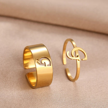Adjustable Couples Matching Letter Rings