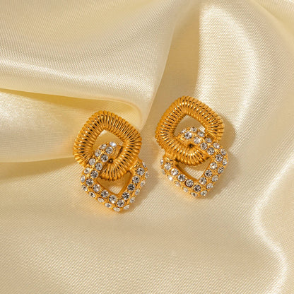 18k Textured Dual Squircle Earrings