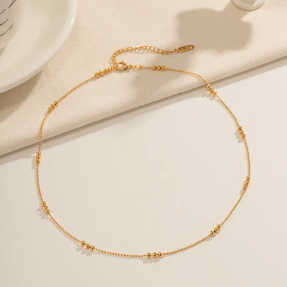 16k Dainty Triple Bead Accent Necklace