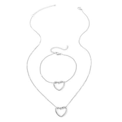 Romantic Heart Woven Necklace and Bracelet Set