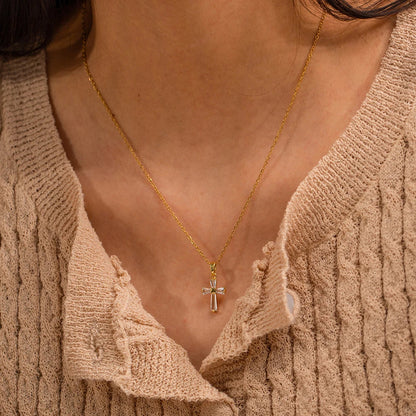Dainty Diamond Cross Pendant Necklace