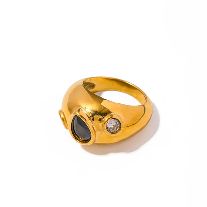 Chunky Black Teardrop Ring