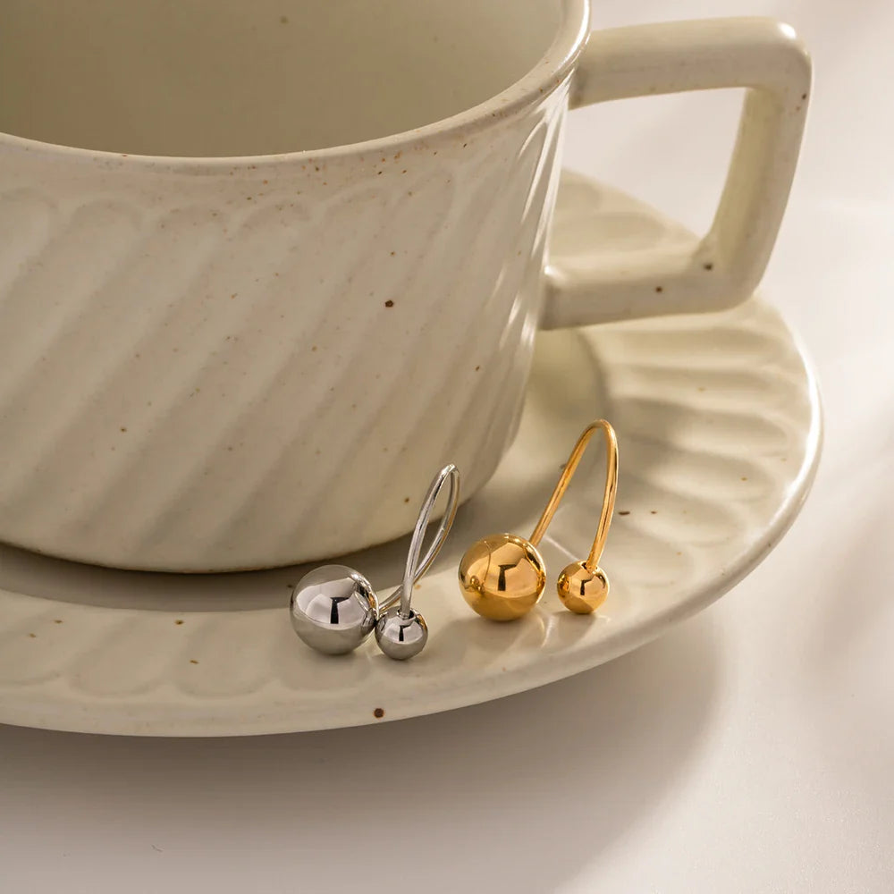 18k Bold Two Ball Open Ring