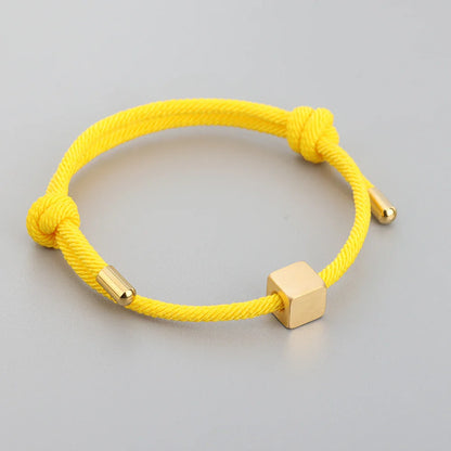 Adjustable Couples Box Letter Initial Bracelets