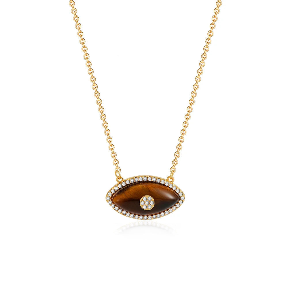 Dainty Evil Eye Diamond Accented Necklace