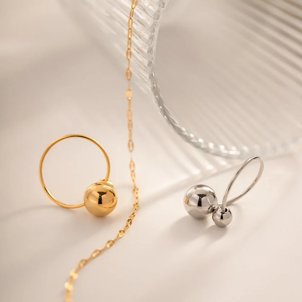 18k Bold Two Ball Open Ring