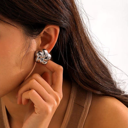 Spiral Bubble Floral Stud Earrings