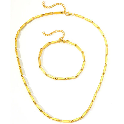 Modern Geometric Chain Necklace and Bracelet Set