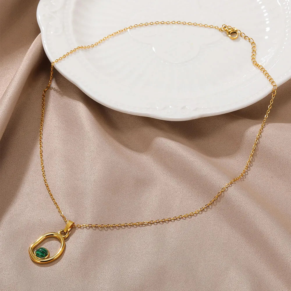 Dainty Circle Outline Stone Necklace