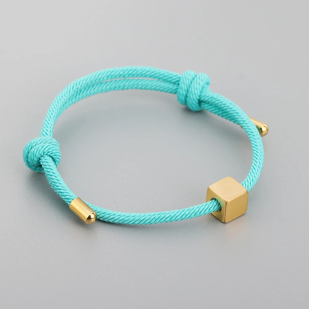 Adjustable Couples Box Letter Initial Bracelets