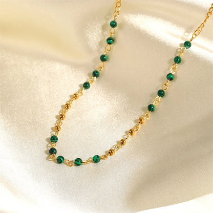 Dainty Gold & Malachite Stone Necklace