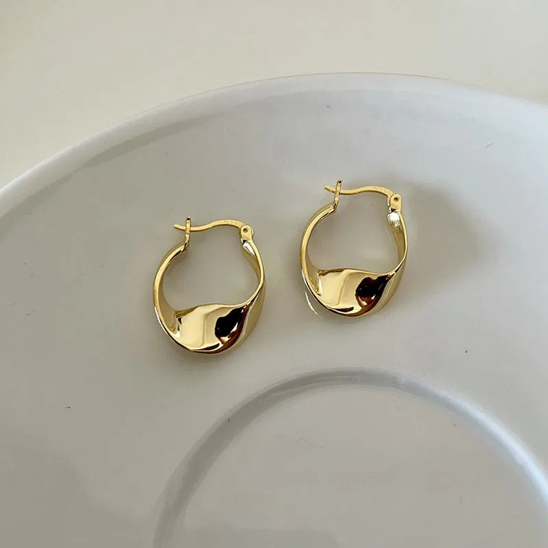 Minimal Flattened Irregular Hoop Earrings