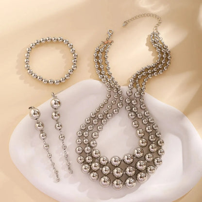 Bold Triple Stack Dangle Earrings, Necklace, Bracelet Set