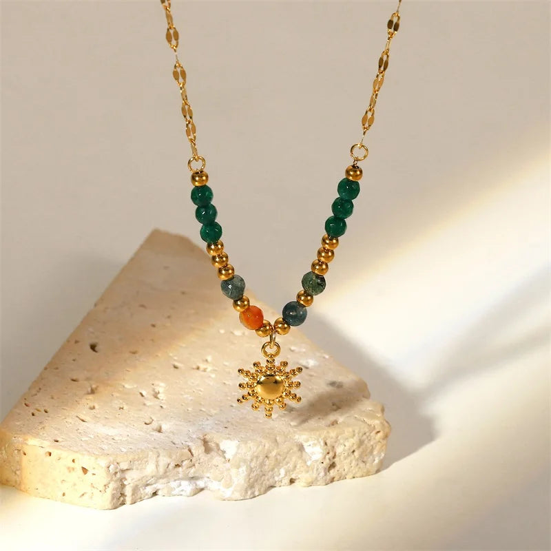 Dainty Boho Inspired Sun Pendant Necklace