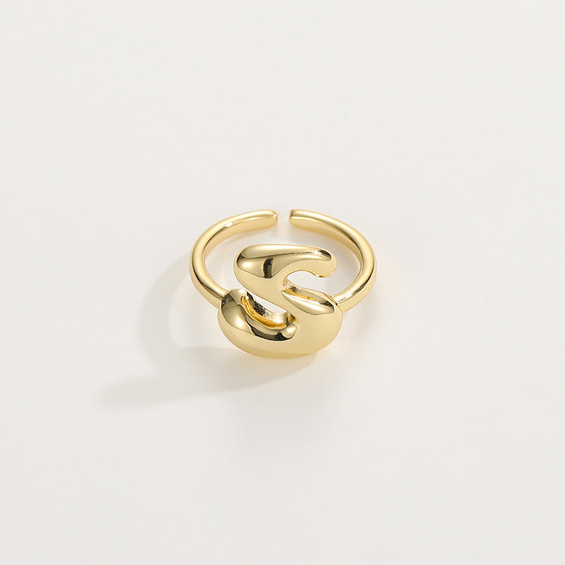 Cute Bubble Letter Initial Ring