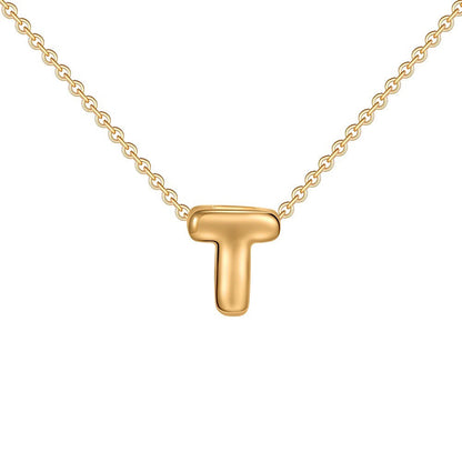 Dainty Bubble Letter Initial Necklace
