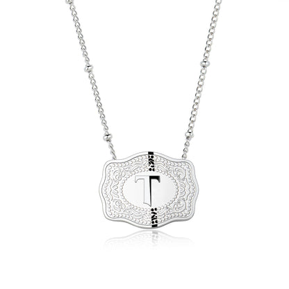 Dainty Belt Buckle Letter Initial Necklaces