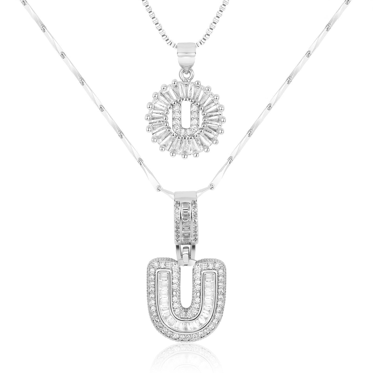 2pc 14k Diamond Letter Initial Necklaces