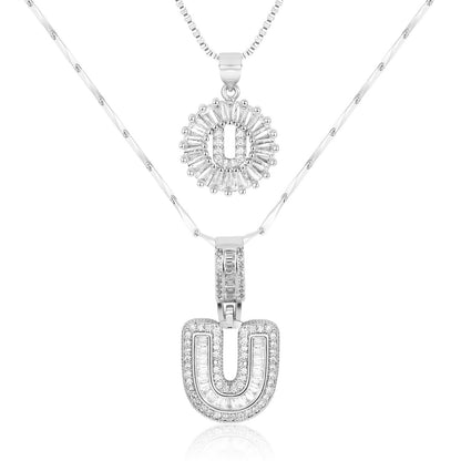 2pc 14k Diamond Letter Initial Necklaces