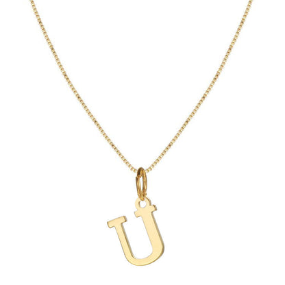 14k Minimal Serif Initial Necklace