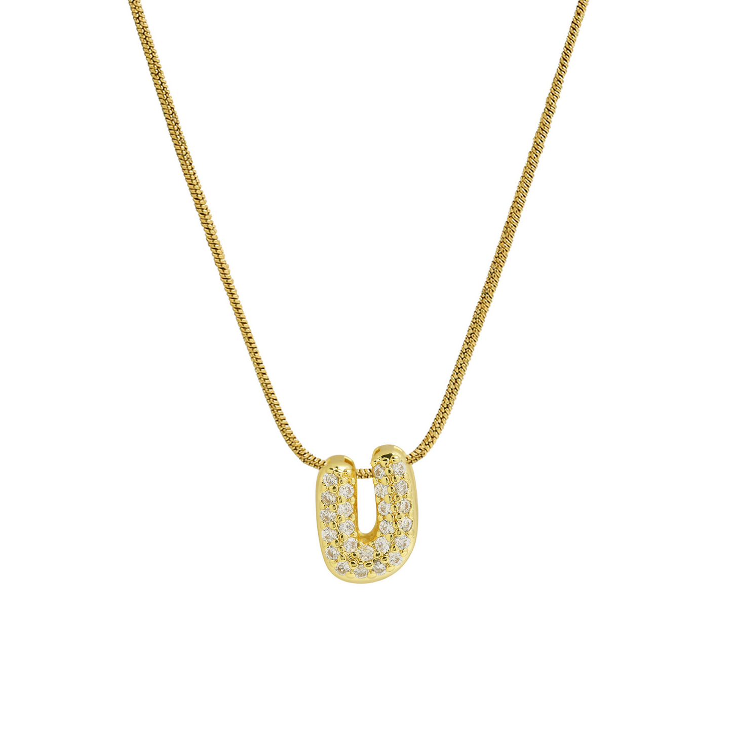 Diamond Bubble Letter Initial Necklace