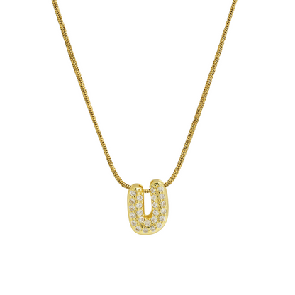 Diamond Bubble Letter Initial Necklace