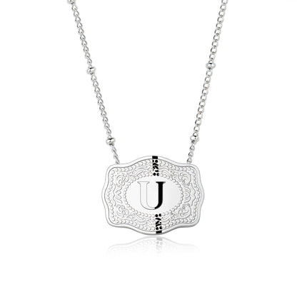 Dainty Belt Buckle Letter Initial Necklaces